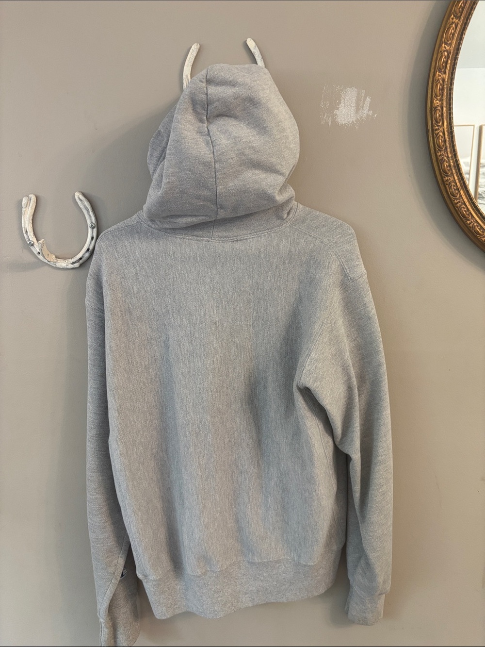 Champion Light Gray Pullover Hoodie with Embroidered Logo - Picture 3 of 3
